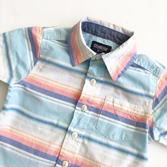 Oshkosh pastel stripe button down shirt EUC 2T - Picture 2 of 4